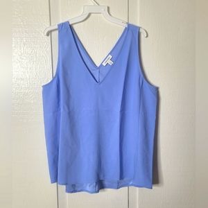 SOLD-Nordstrom Blouse Blue VNeck Sleeveless Women's Sz L NWOT
